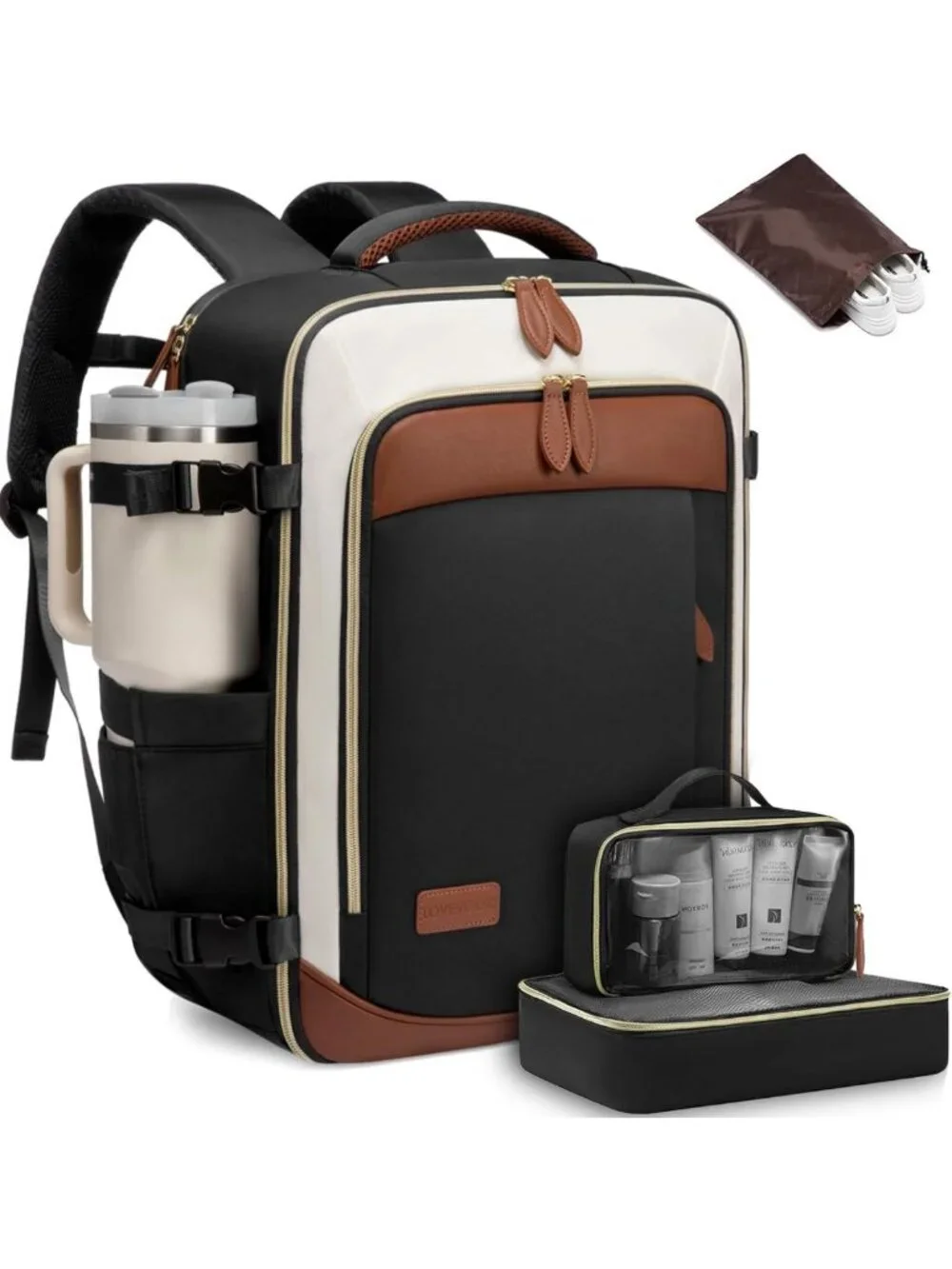 Stylish 40L Travel Backpack for Women, TSA Approved, Water Resistant, Fits 17.3